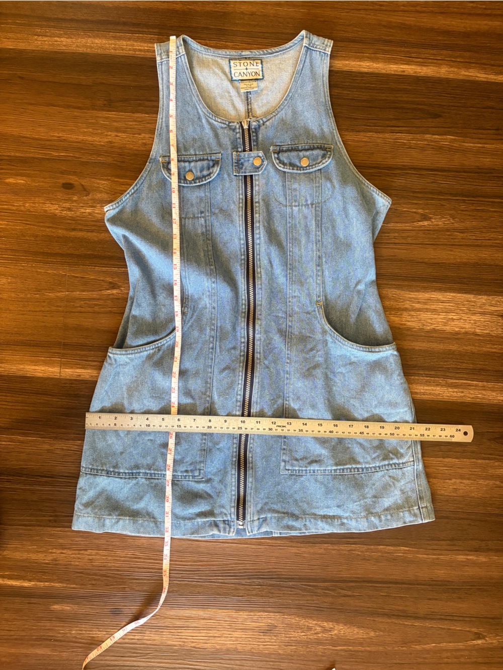 Vintage Front-Zip Denim Mini Dress - Light Blue - Picture 12 of 12